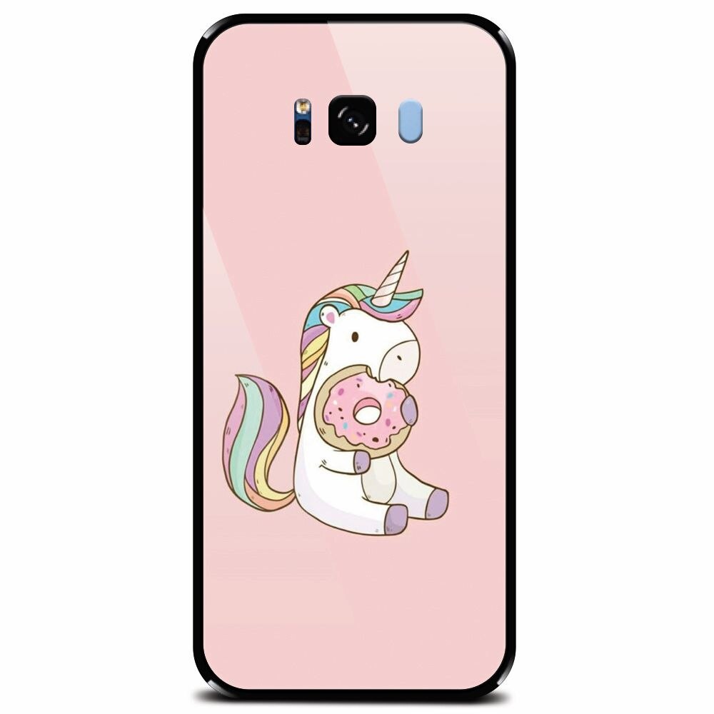 Husa din sticla securizata pentru Samsung Galaxy S8 Plus, Unicorn Donuts