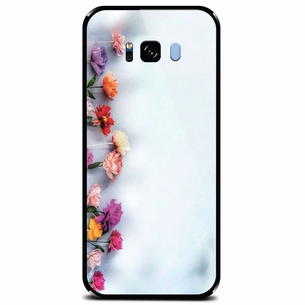 Husa din sticla securizata pentru Samsung Galaxy S8 Plus, Flowers