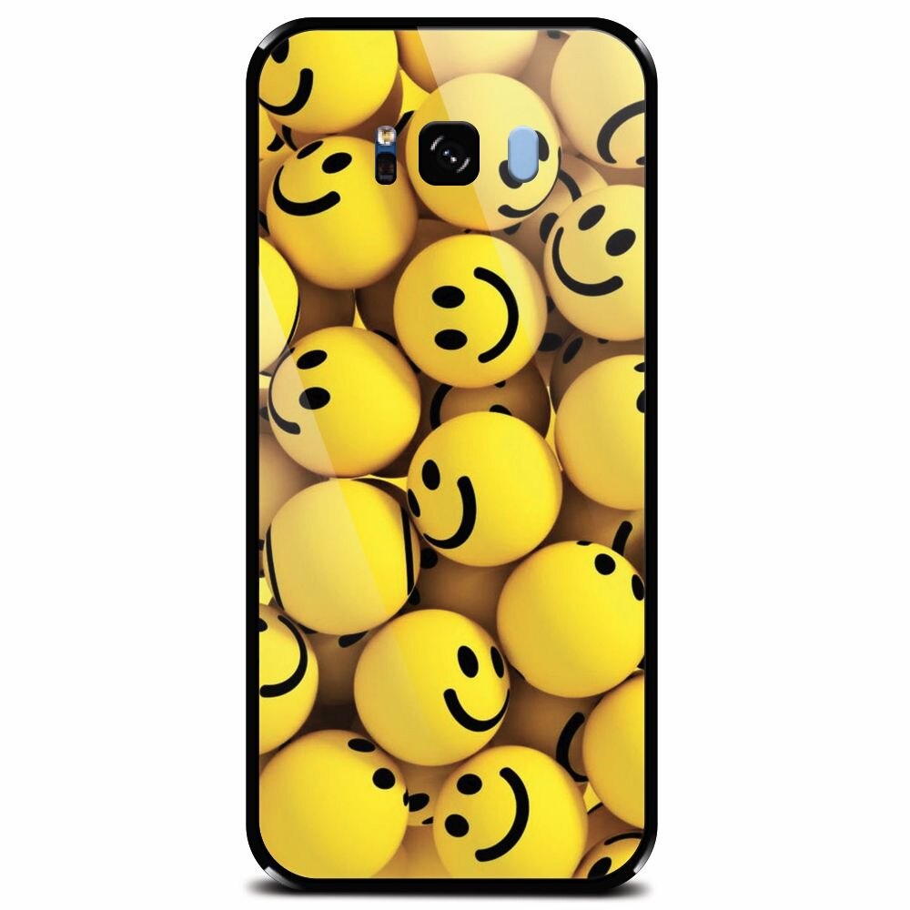 Husa din sticla securizata pentru Samsung Galaxy S8 Plus, Smiles 002