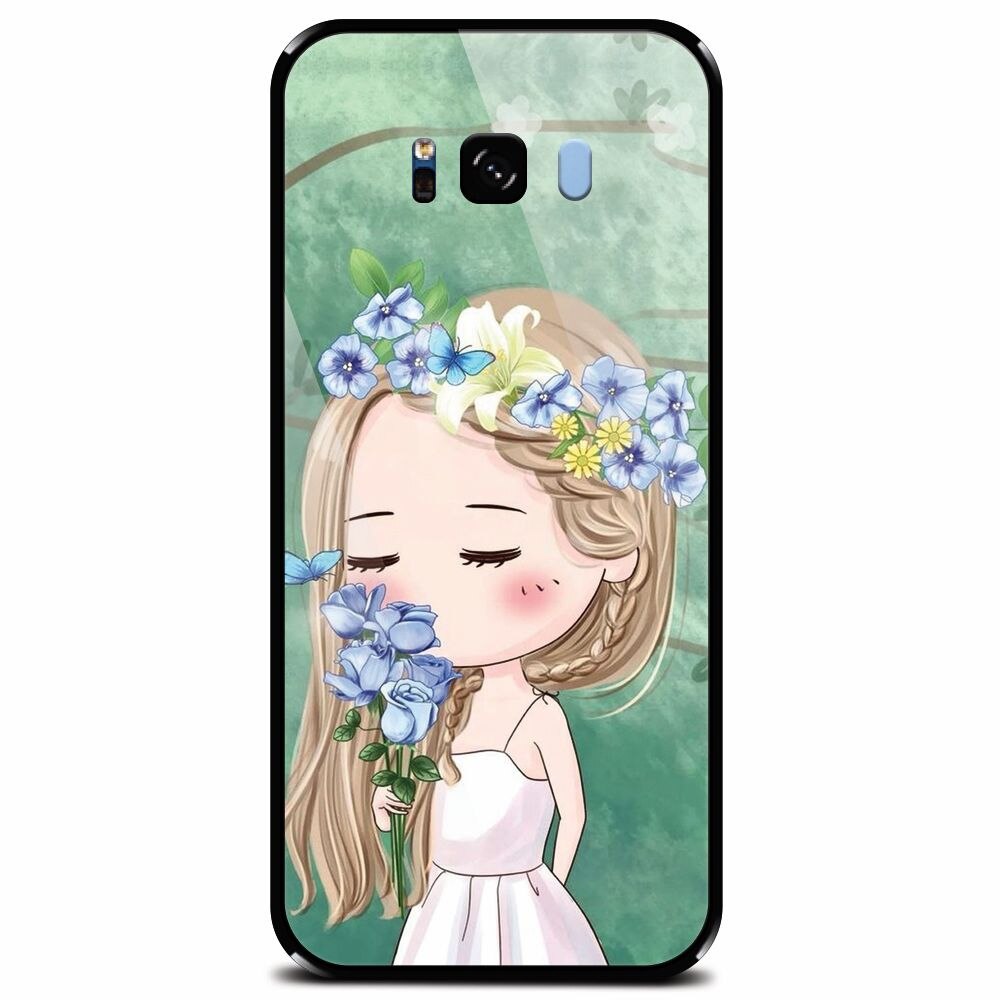 Husa din sticla securizata pentru Samsung Galaxy S8 Plus, Girl