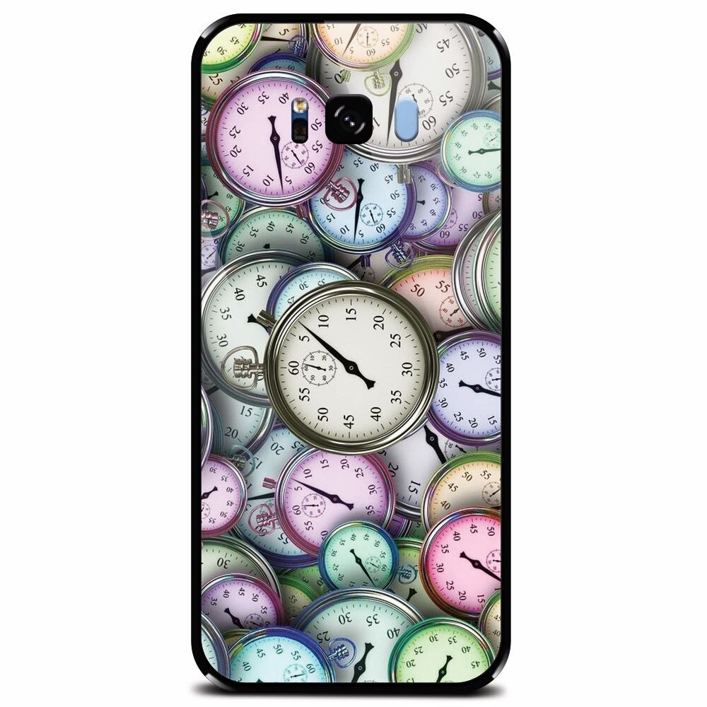 Husa din sticla securizata pentru Samsung Galaxy S8 Plus, Clocks