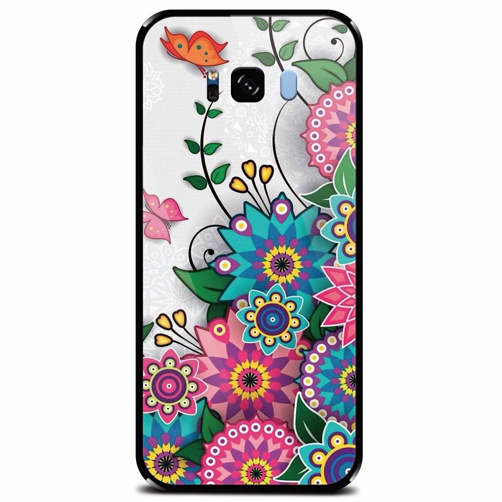 Husa din sticla securizata pentru Samsung Galaxy S8 Plus, Mandala Flowers