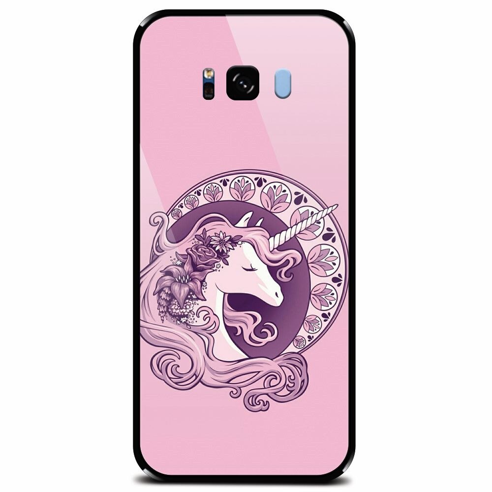 Husa din sticla securizata pentru Samsung Galaxy S8 Plus, Purple Unicorn