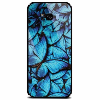 Husa din sticla securizata pentru Samsung Galaxy S8 Plus, Blue Butterfly 101 Husa din sticla securizata pentru Samsung Galaxy S8 Plus, Blue Butterfly 101