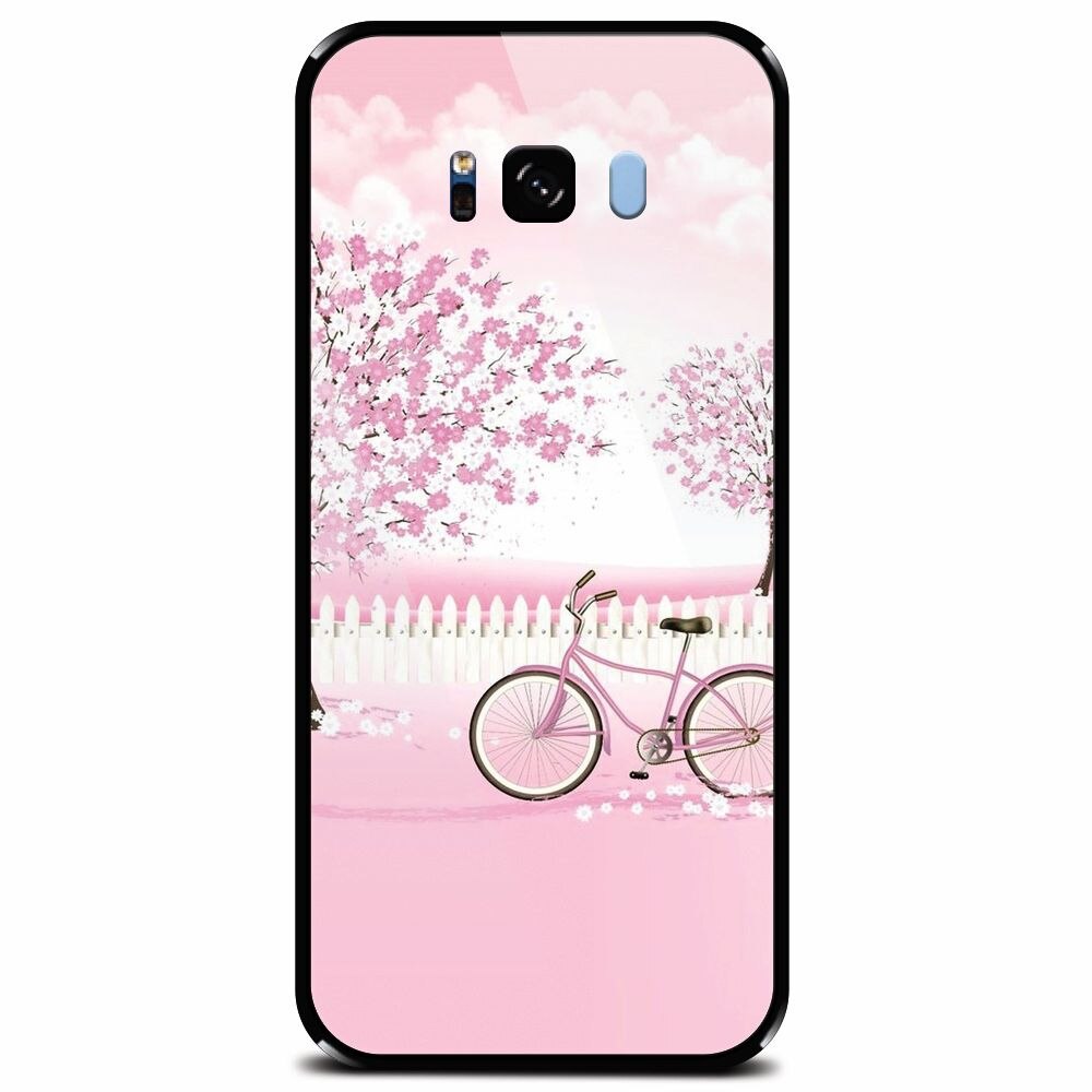 Husa din sticla securizata pentru Samsung Galaxy S8 Plus, Pink Spring