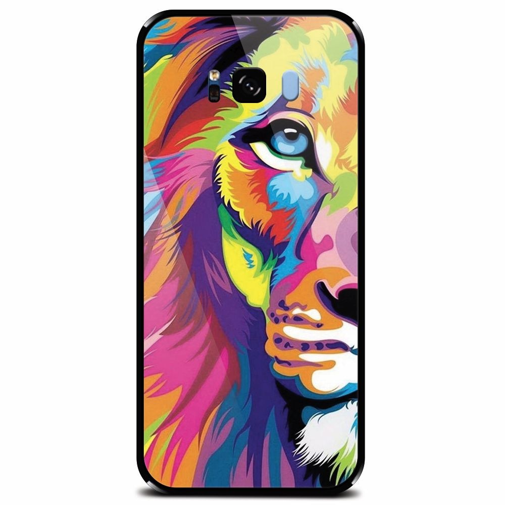 Husa din sticla securizata pentru Samsung Galaxy S8 Plus, Colorfull Lion 002