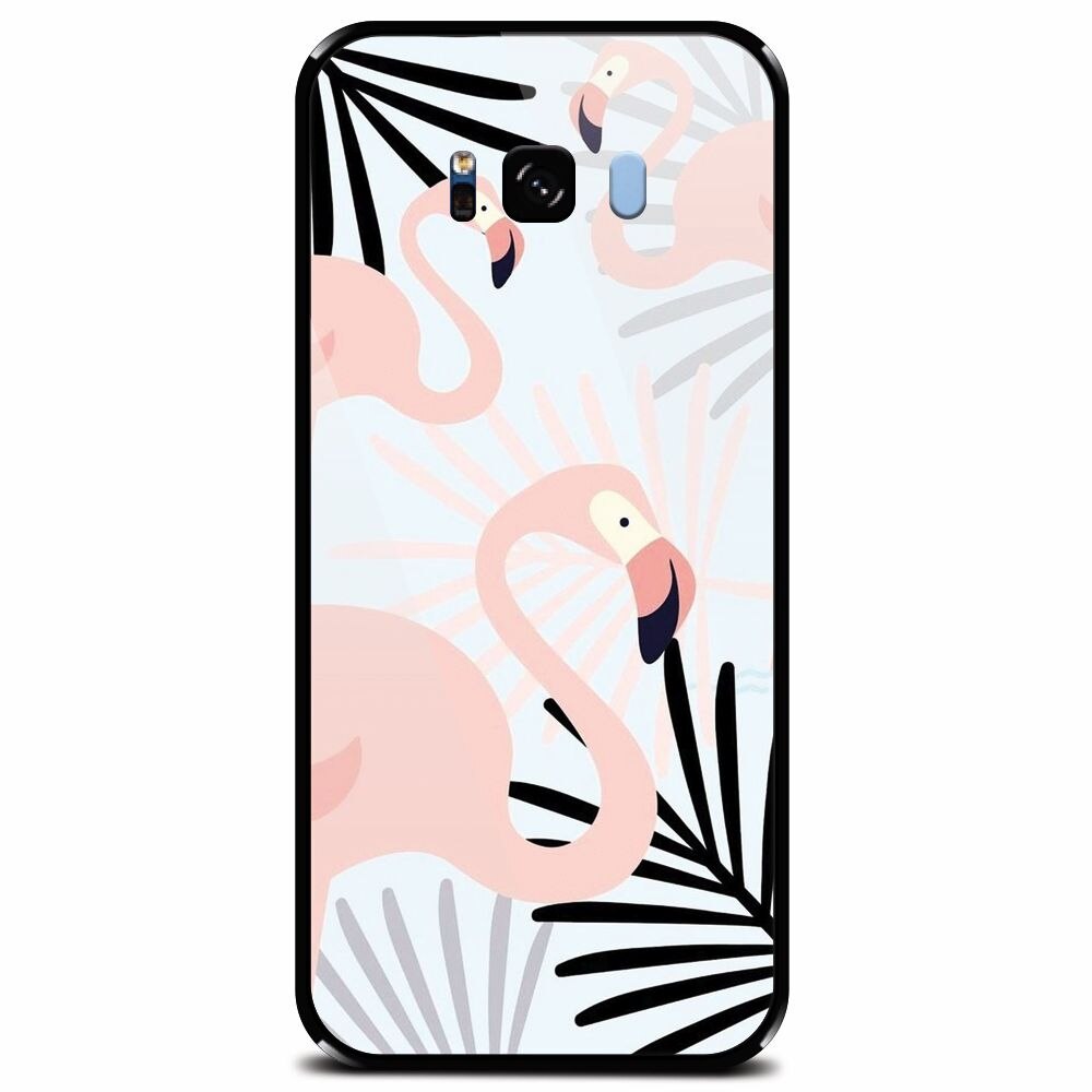 Husa din sticla securizata pentru Samsung Galaxy S8 Plus, Flamingo