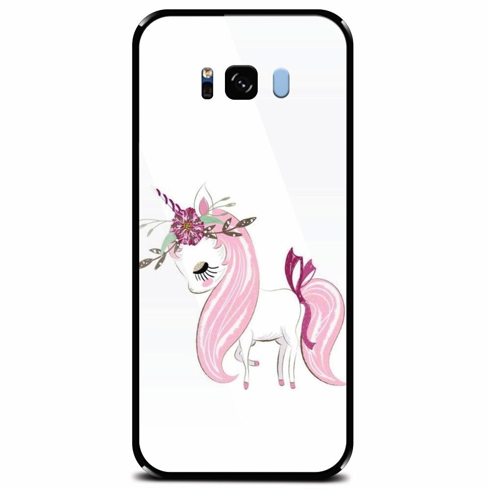 Husa din sticla securizata pentru Samsung Galaxy S8 Plus, Unicorn