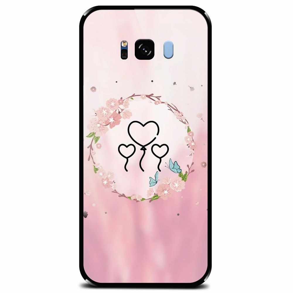 Husa din sticla securizata pentru Samsung Galaxy S8 Plus, Heart Baloons