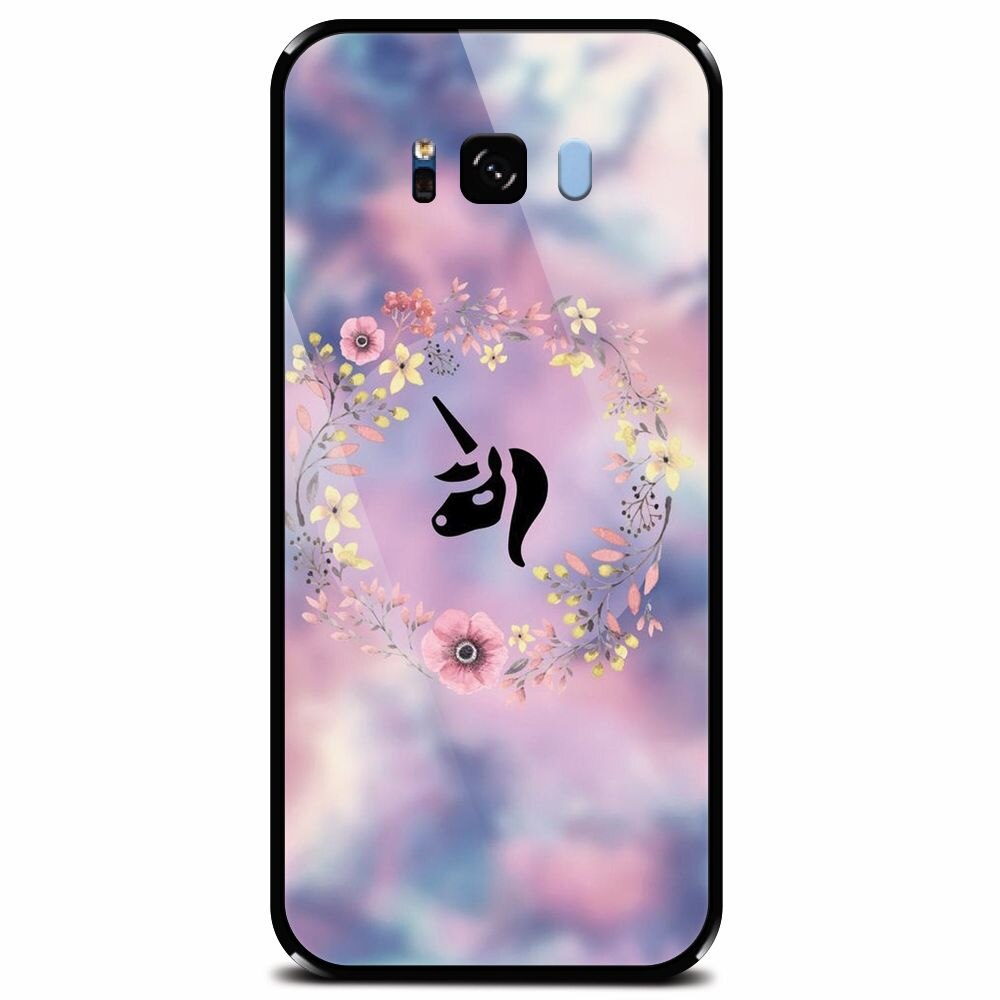 Husa din sticla securizata pentru Samsung Galaxy S8, Unicorn Icon