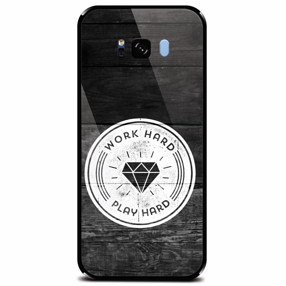 Husa din sticla securizata pentru Samsung Galaxy S8 Plus, Work Hard Play Hard