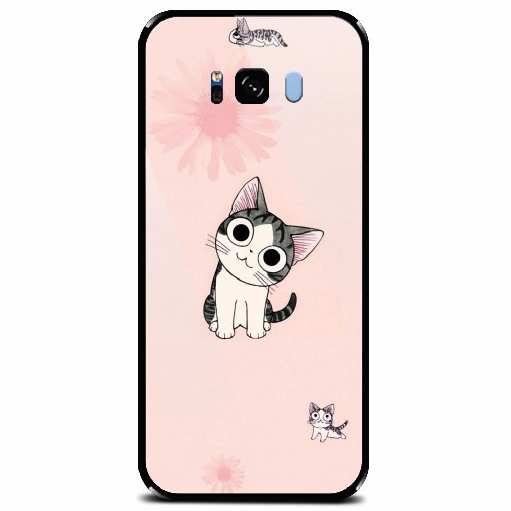 Husa din sticla securizata pentru Samsung Galaxy S8 Plus, Cute Cat 101