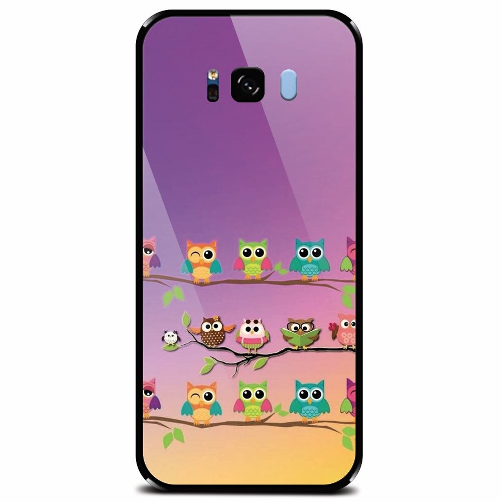 Husa din sticla securizata pentru Samsung Galaxy S8 Plus, Owls