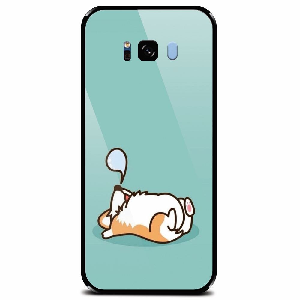 Husa din sticla securizata pentru Samsung Galaxy S8 Plus, Cute Corgi