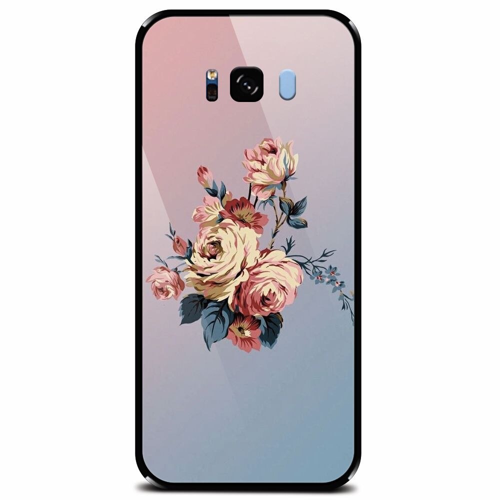 Husa din sticla securizata pentru Samsung Galaxy S8 Plus, Roses