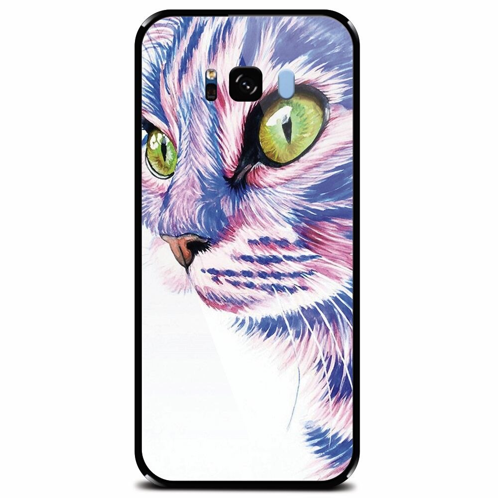 Husa din sticla securizata pentru Samsung Galaxy S8 Plus, Colorfull Cat
