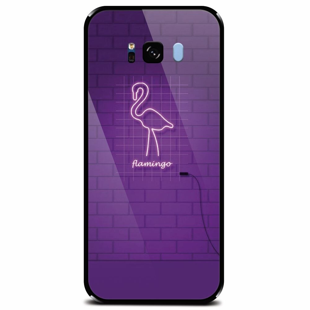 Husa din sticla securizata pentru Samsung Galaxy S8, Light Flamingo