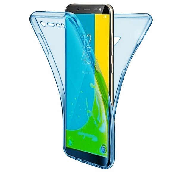 Husa Full TPU 360° (fata + spate) pentru Samsung Galaxy J8 (2018), Albastru Transparent