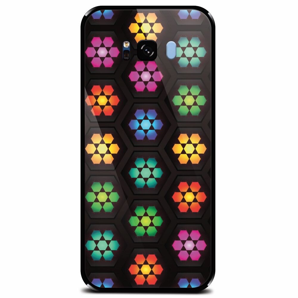 Husa din sticla securizata pentru Samsung Galaxy S8 Plus, Kaleidoscope Mosaic Patterns