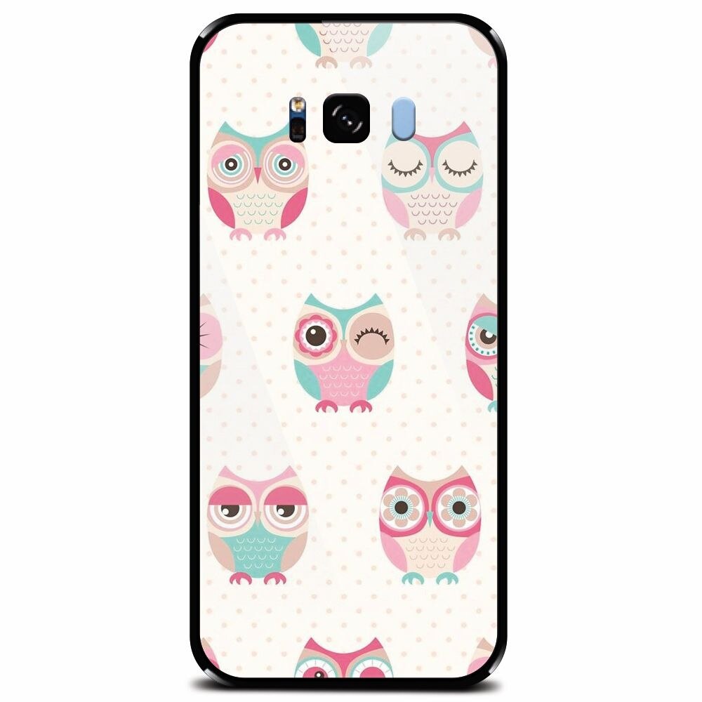 Husa din sticla securizata pentru Samsung Galaxy S8, Owl Pattern