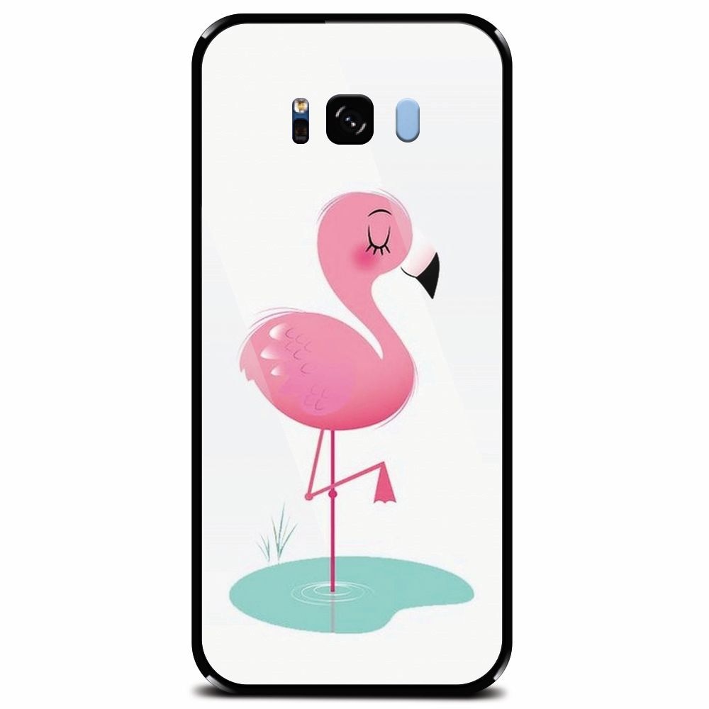 Husa din sticla securizata pentru Samsung Galaxy S8, Flamingo Pink