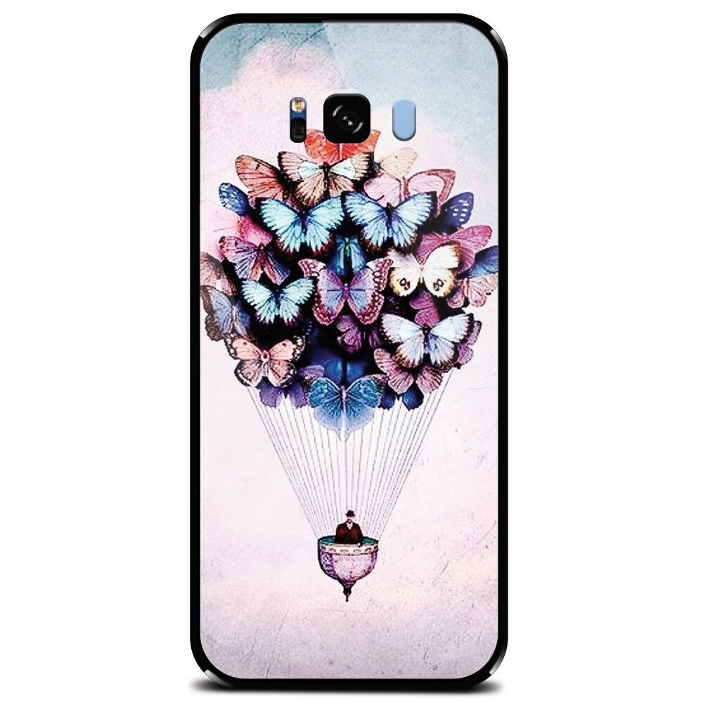 Husa din sticla securizata pentru Samsung Galaxy S8, Butterfly Baloon