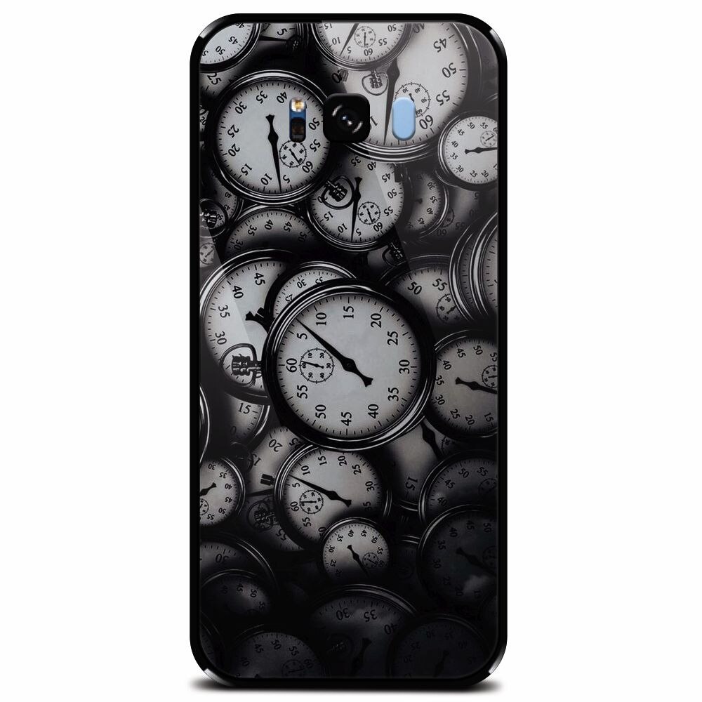 Husa din sticla securizata pentru Samsung Galaxy S8 Plus, Clocks Bw