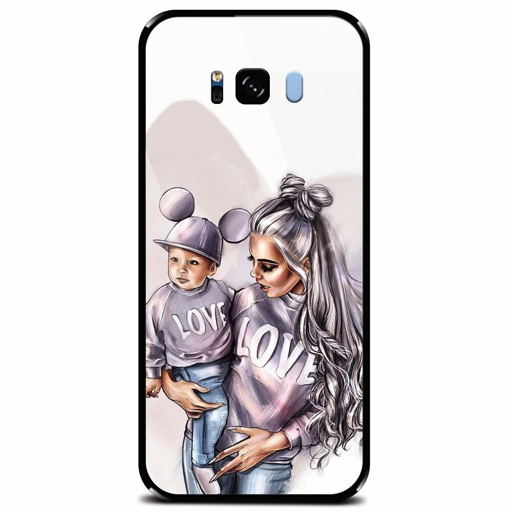 Husa din sticla securizata pentru Samsung Galaxy S8 Plus, Mommy Love