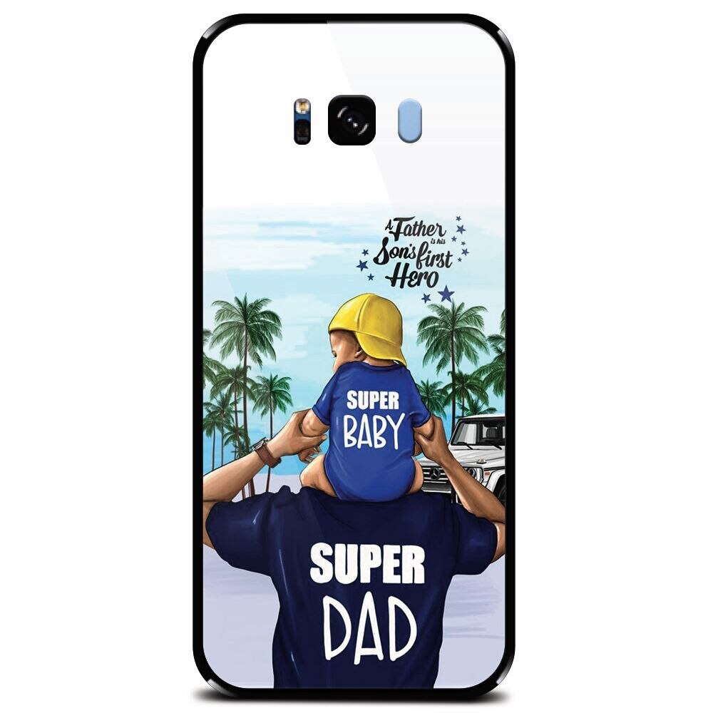Husa din sticla securizata pentru Samsung Galaxy S8 Plus, Super Dad