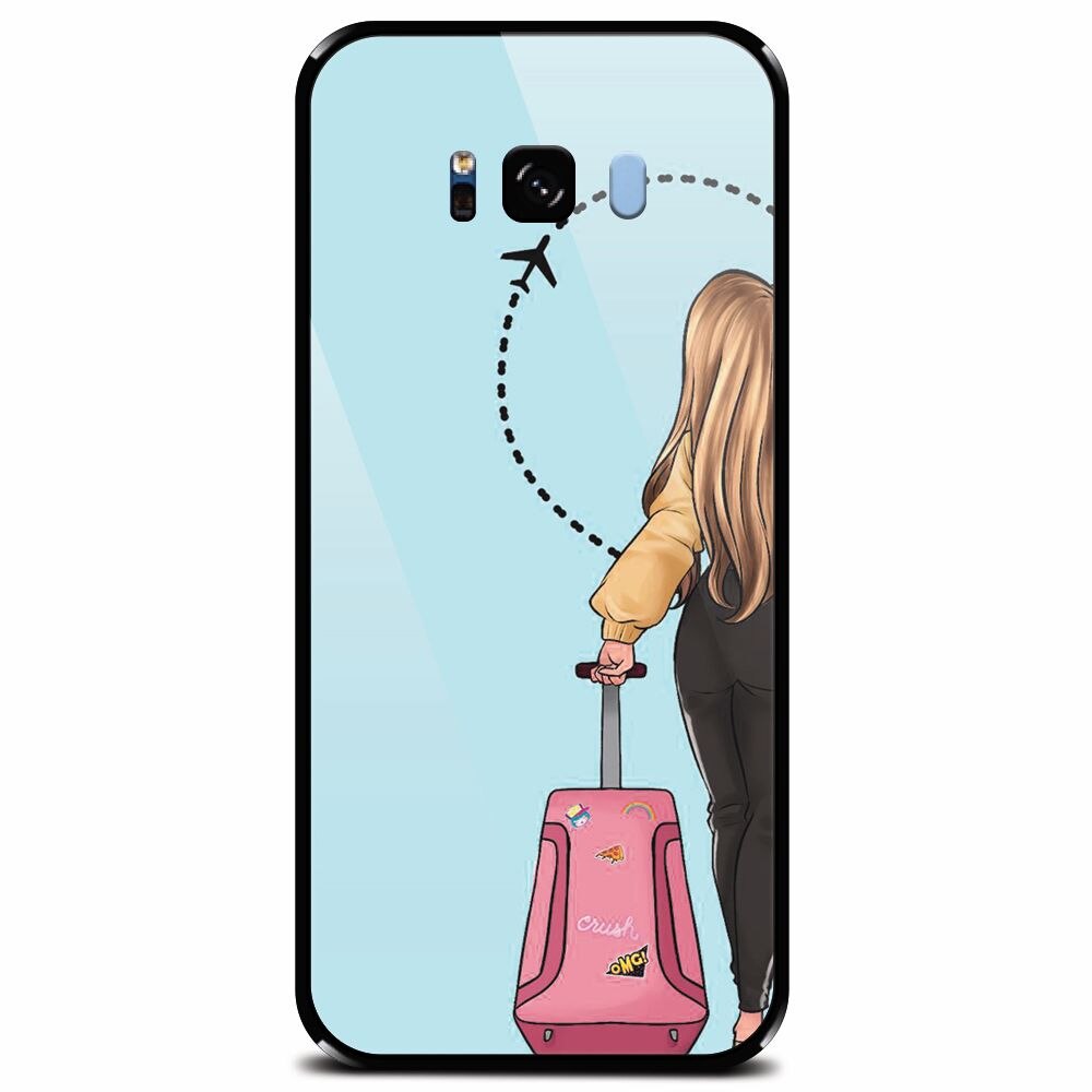 Husa din sticla securizata pentru Samsung Galaxy S8 Plus, Travel Girl