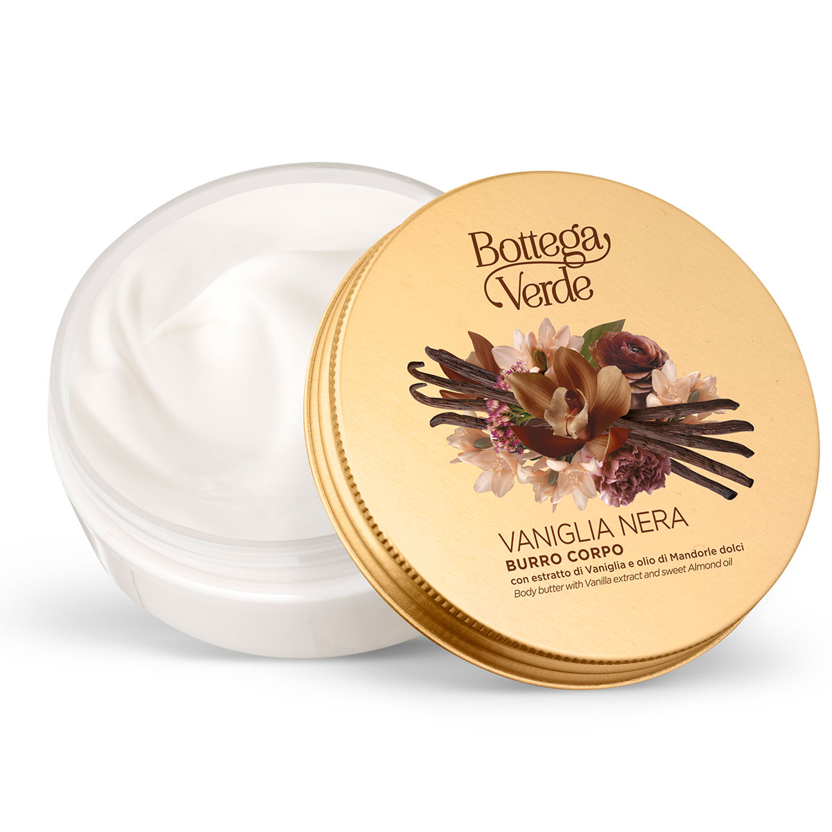 Unt de corp cu extract de vanilie neagra si ulei de migdale dulci - Vaniglia Nera, 150 ML, Bottega Verde