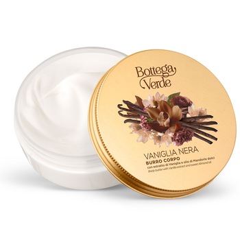 Unt de corp cu extract de vanilie neagra si ulei de migdale dulci - Vaniglia Nera, 150 ML, Bottega Verde Unt de corp cu extract de vanilie neagra si ulei de migdale dulci - Vaniglia Nera, 150 ML, Bottega Verde