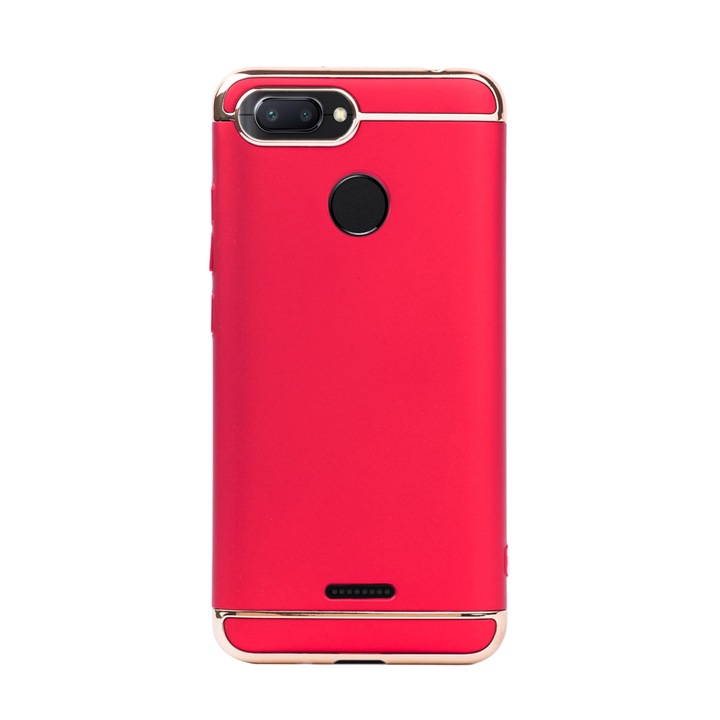 Луксозен кейс/калъф от 3 части за Xiaomi Redmi 6, Твърд, Високозащитен, Червен