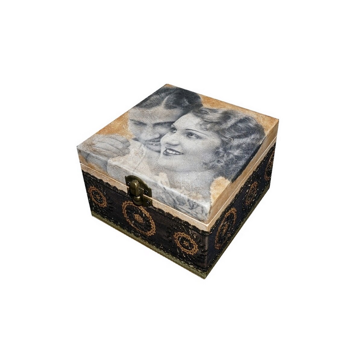 Cutie de bijuterii decorata handmade, Serena, Retro Love