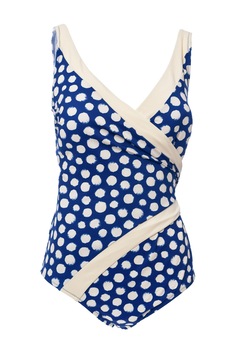Costum de baie intreg, dublat pe burta, Intimamoda NT50, Model retro petrecut, Albastru/Alb Costum de baie intreg, dublat pe burta, Intimamoda NT50, Model retro petrecut, Albastru/Alb