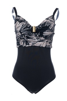 Costum de baie intreg, dublat pe burta, Intimamoda LX52, Gri/Negru Costum de baie intreg, dublat pe burta, Intimamoda LX52, Gri/Negru