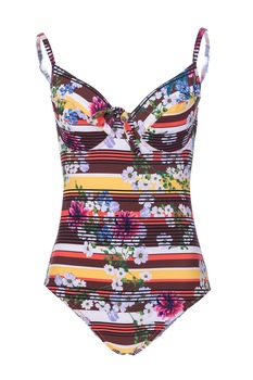 Costum de baie intreg, dublat pe burta, Intimamoda GS51, Lux, Maro/Multicolor Costum de baie intreg, dublat pe burta, Intimamoda GS51, Lux, Maro/Multicolor