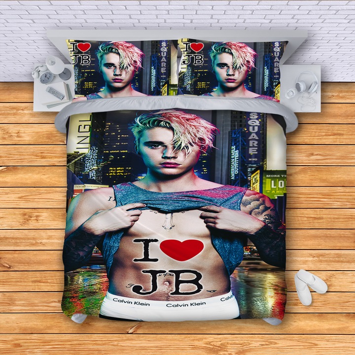 Lenjerie de pat 3DG-Textile, Model Bieber, 150 x 210 cm, 3 Piese, Multicolor