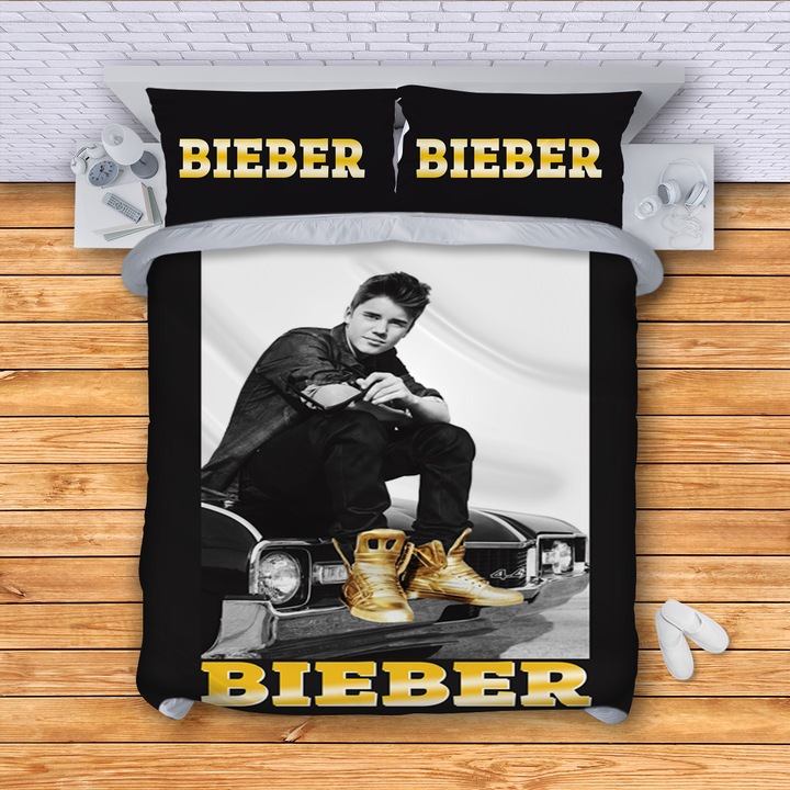 Lenjerie de pat 3DG-Textile, Model Bieber, 150 x 210 cm, 3 Piese, Multicolor