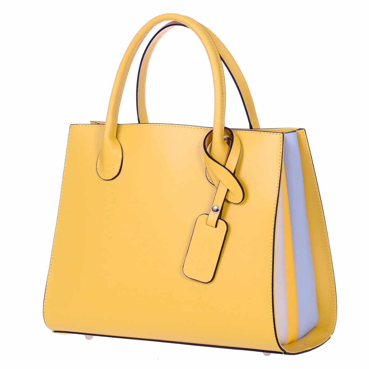 Geanta de Dama din Piele Naturala Galbena, Caliopi