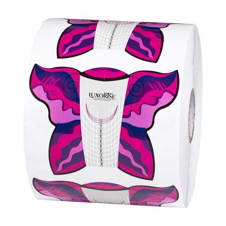 Sabloane Unghii Constructie LUXORISE - Rola Fluture Fuchsia, 500 buc