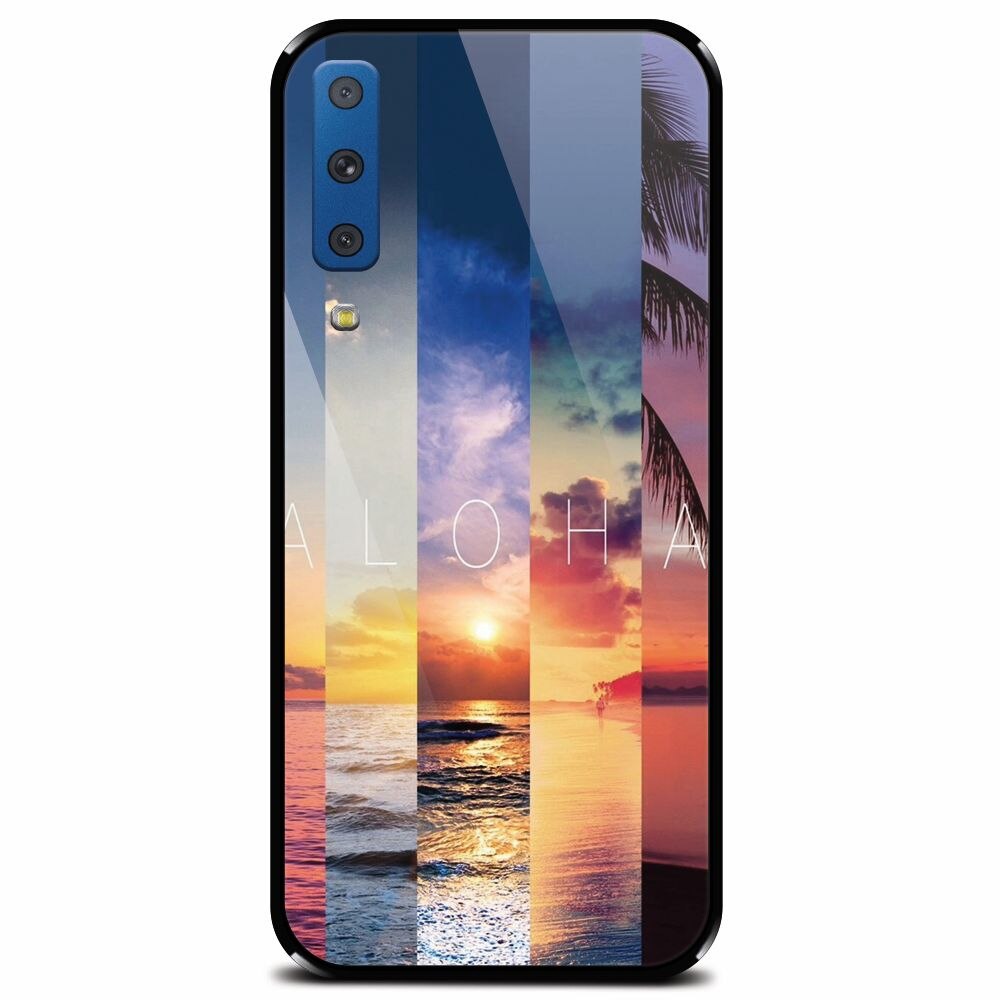 Husa din sticla securizata pentru Samsung Galaxy A7 (2018), Aloha Summer Stripes