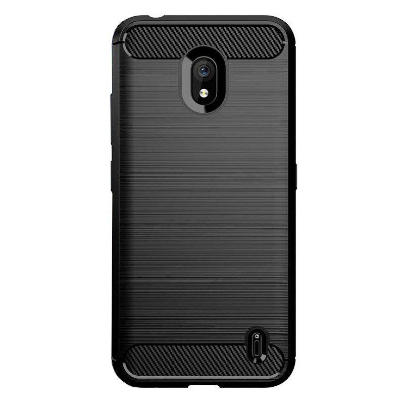 Husa silicon Nokia 2.2 Carbon Negru + Folie sticla securizata Nokia 2.2, Antisoc, TPU, Viceversa Negru