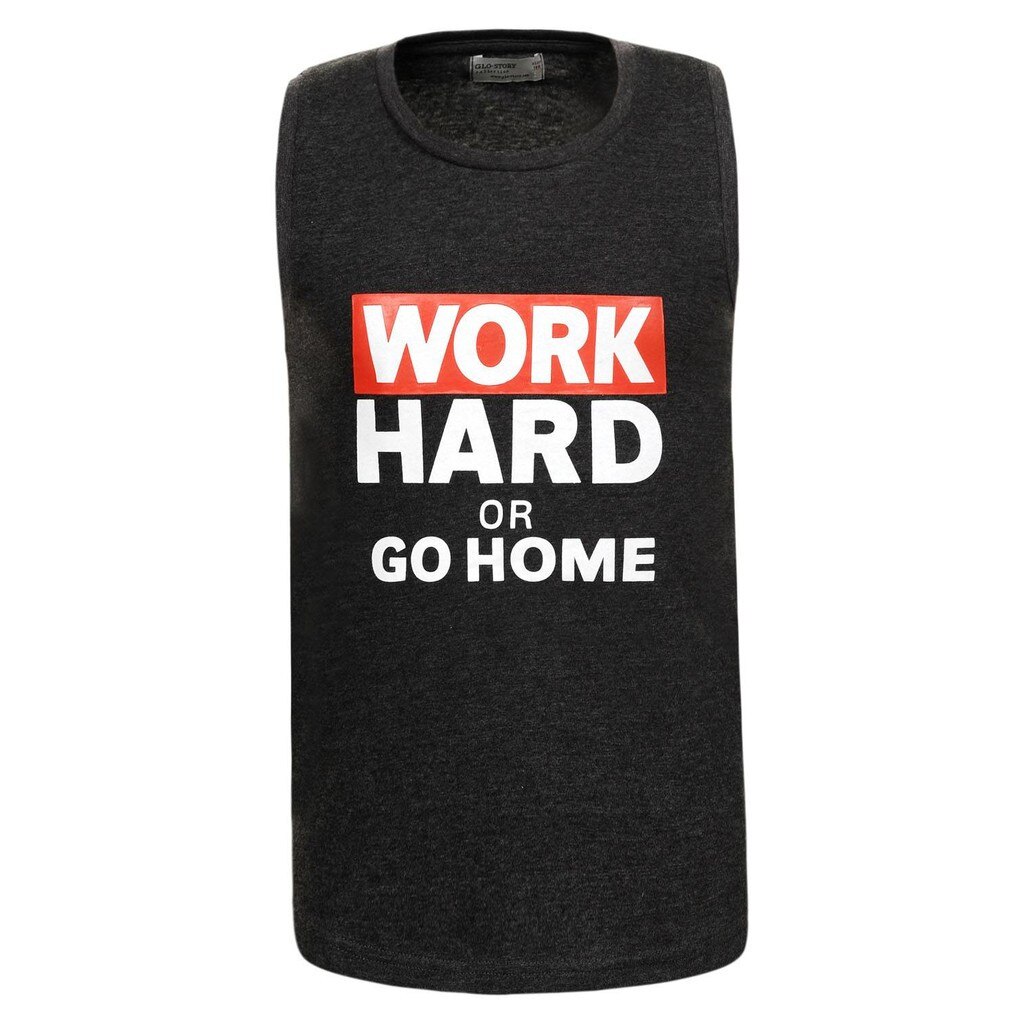 Tricou fara maneci WORK HARD, bleumarin