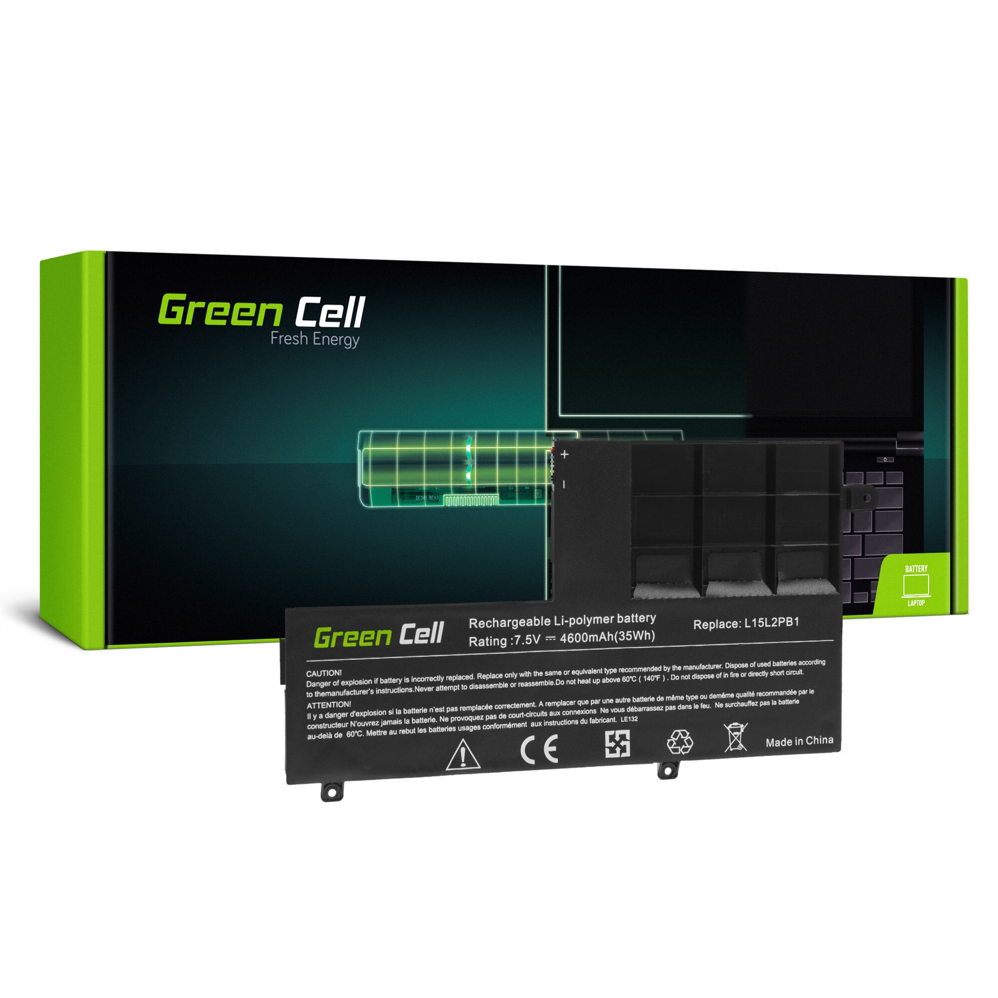 Baterie laptop L15C2PB1 L15L2PB1 L15M2PB1 pentru Lenovo Yoga 510-14IKB 510-14ISK 510-15IKB 510-15ISK acumulator marca Green Cell