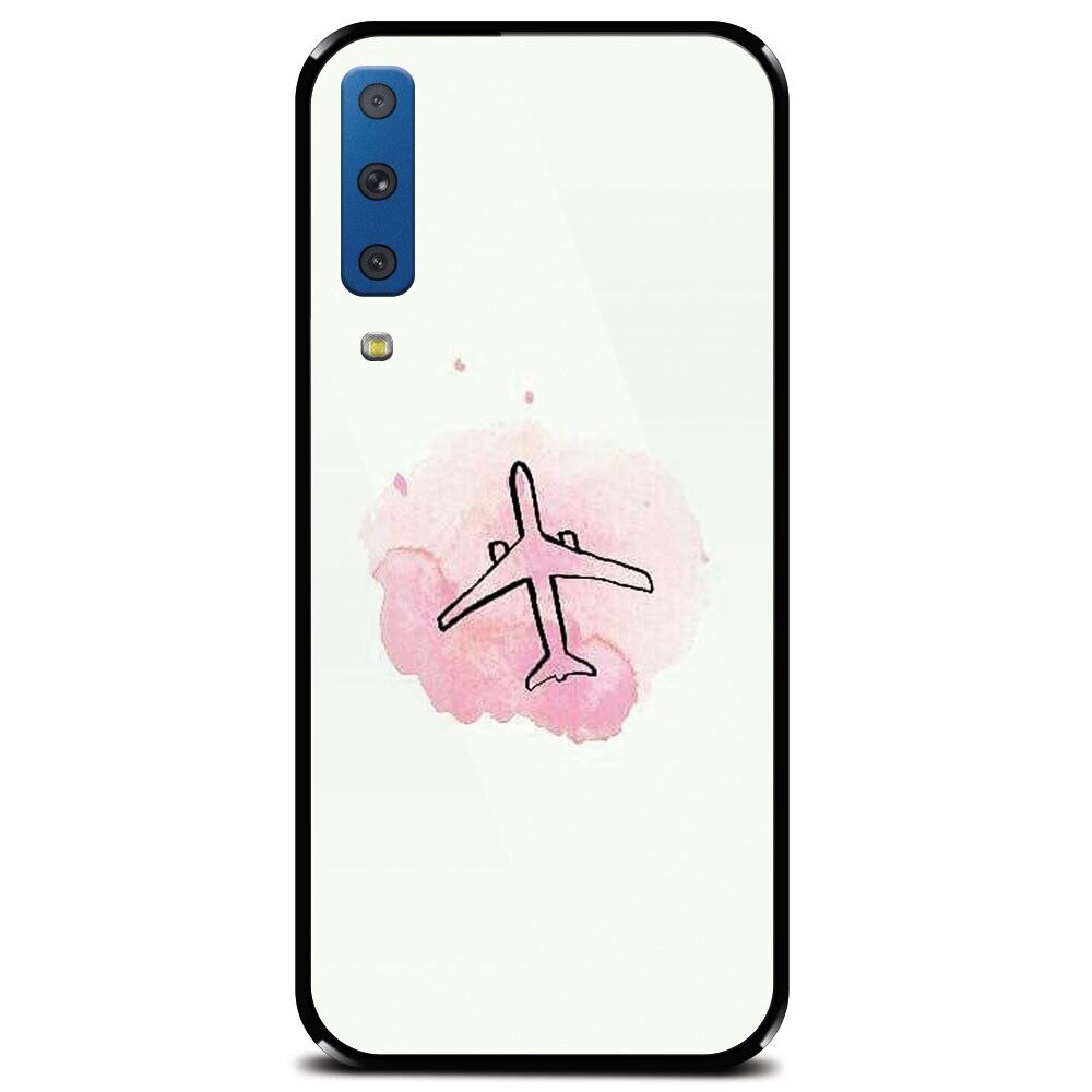 Husa din sticla securizata pentru Samsung Galaxy A7 (2018), Airplain