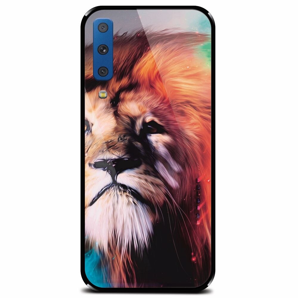 Husa din sticla securizata pentru Samsung Galaxy A7 (2018), Awesome Art Of Lion