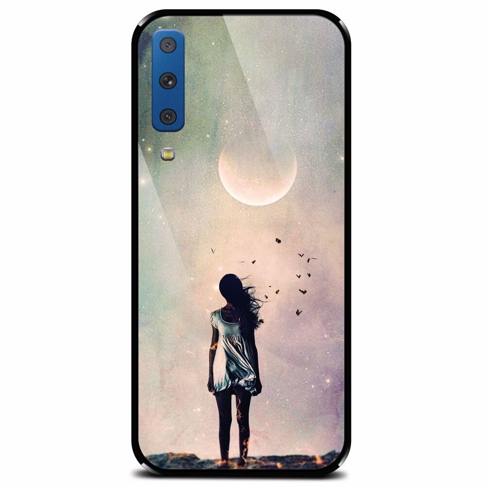 Husa din sticla securizata pentru Samsung Galaxy A7 (2018), Alone Woman Cgi Hd K