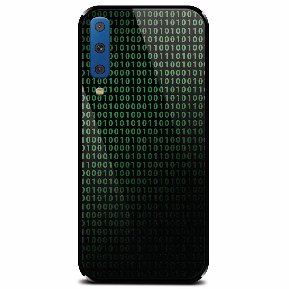 Husa din sticla securizata pentru Samsung Galaxy A7 (2018), Binary Code