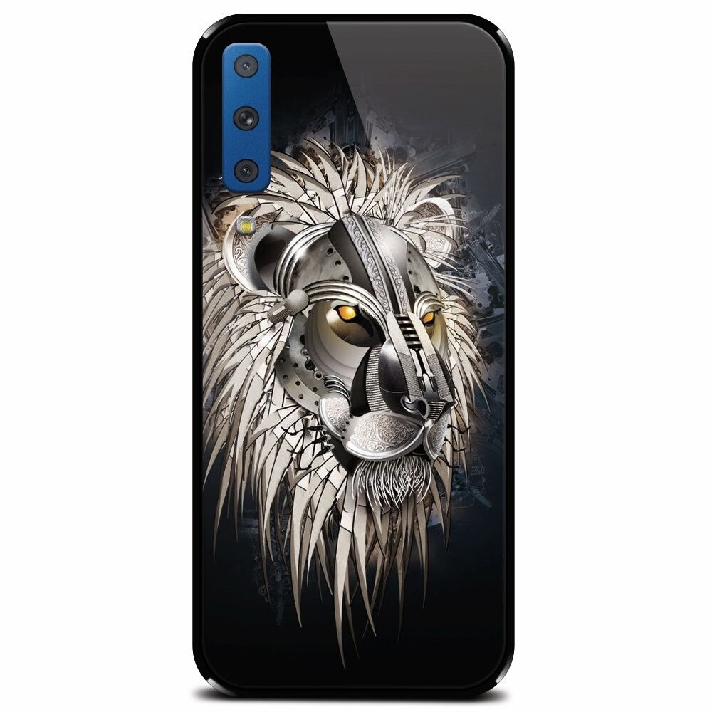 Husa din sticla securizata pentru Samsung Galaxy A7 (2018), Abstract Lion 001